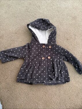 Carter's Gray Polka Dot Hooded Pea Coat